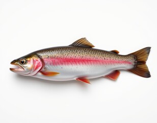 Obraz premium a crisp, high resolution image of a whole rainbow trout fish isolated on a pure white background