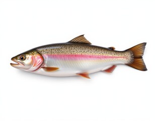 Obraz premium a crisp, high resolution image of a whole rainbow trout fish isolated on a pure white background