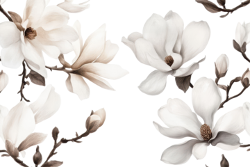 Elegant magnolia sketch drawing transparent PNG ideal for wall art floral themes and creative projects