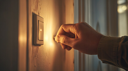 Hand Turning On a Light Switch