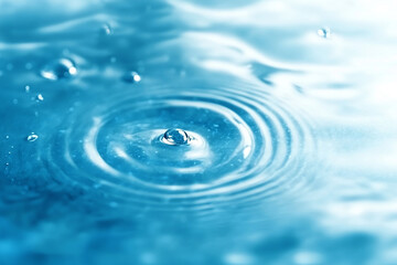 Close up of a water droplet creating ripples on the surface of the water