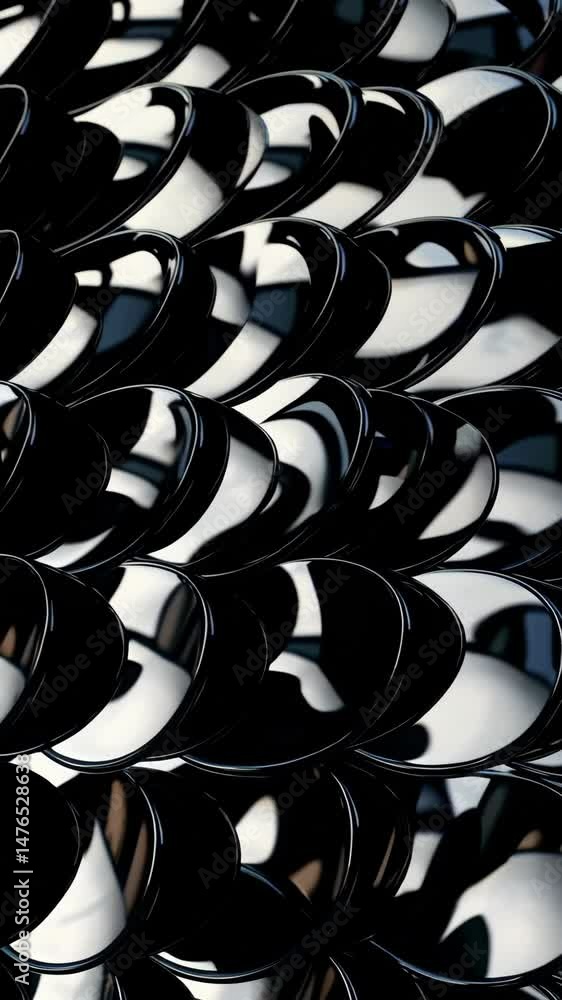 Poster futuristic metallic wave motion: reflective patterns create hypnotic flow