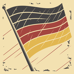 German Flag Vector Illustration with Distressed Vintage Texture Black Red Gold Stripes Patriotic Symbol Generative ai