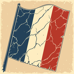 Distressed French Flag Tricolor Vector Illustration with Vintage Texture Patriotic National Symbol Generative ai