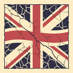 Distressed Union Jack British Flag with Cracks Grunge Texture UK Symbol Vintage Patriotic Vector Art Generative ai