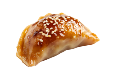 Single Sesame Gyoza Dumpling on Transparent Background