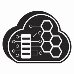 Fototapeta premium Modern Cloud Data Storage Logo with Hexagon Hive Structure for Tech and SaaS Startup Vector Illustration