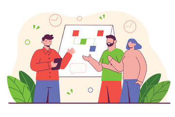 Business Team Analyzing Data on Whiteboard