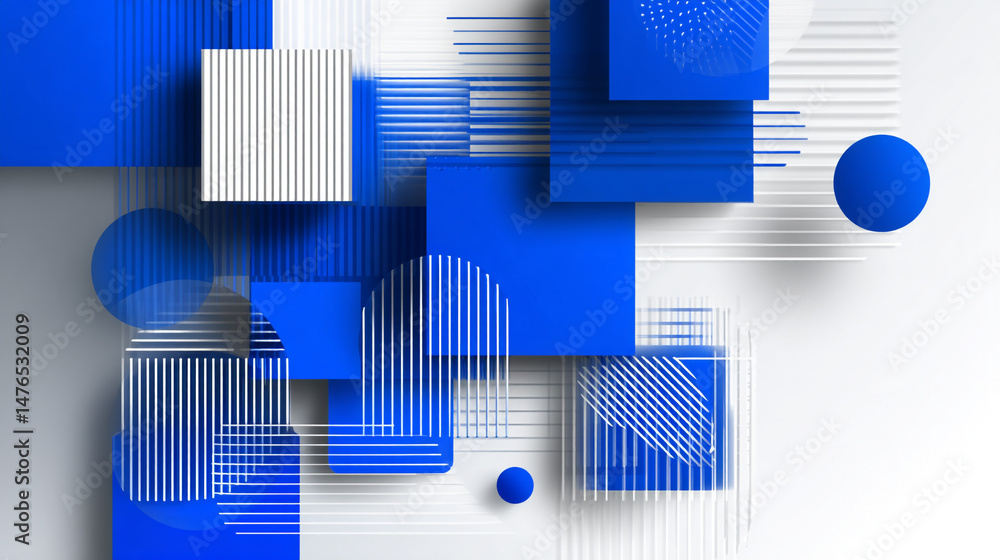 Poster abstract background, abstract geometric background with angled white and blue rectangles