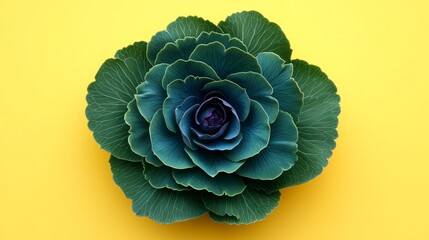 Obraz premium Green Artichoke Blossom, Isolated on Yellow, Unique Structure and Texture, Nature Photography