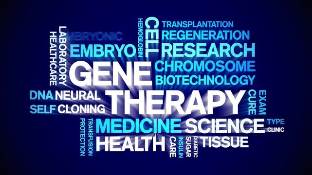 Gene Therapy animated word cloud;text design animation tag kinetic typography seamless loop.