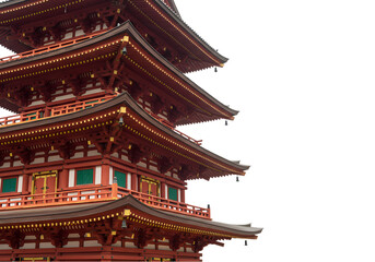 Fototapeta premium Stunning Red Pagoda Japanese Architecture East Asian Temple Wooden Structure on Transparent background