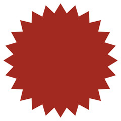 Stern oder gezackter Button in rot als Vorlage mit Textfreiraum