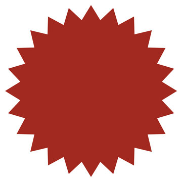 Stern oder gezackter Button in rot als Vorlage mit Textfreiraum