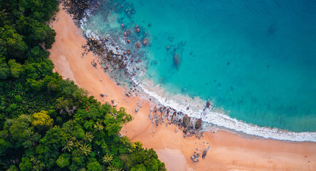 Aerial view of haad laem sing beach on Phuket island, Thailand. Concept paradise place to relax