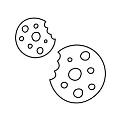 Two bitten cookies with sprinkles, perfect for representing party snacks. Line Art Style Icon Illustration