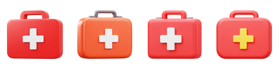 Obraz premium Set of Emergency Kit Icons Isolated on Transparent Background
