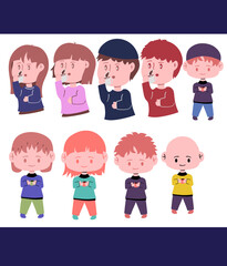 Vector boy and girl drinking coffee, illustration of boy and girl drinking coffee, holding cup, collection of boy and girl drinking coffee