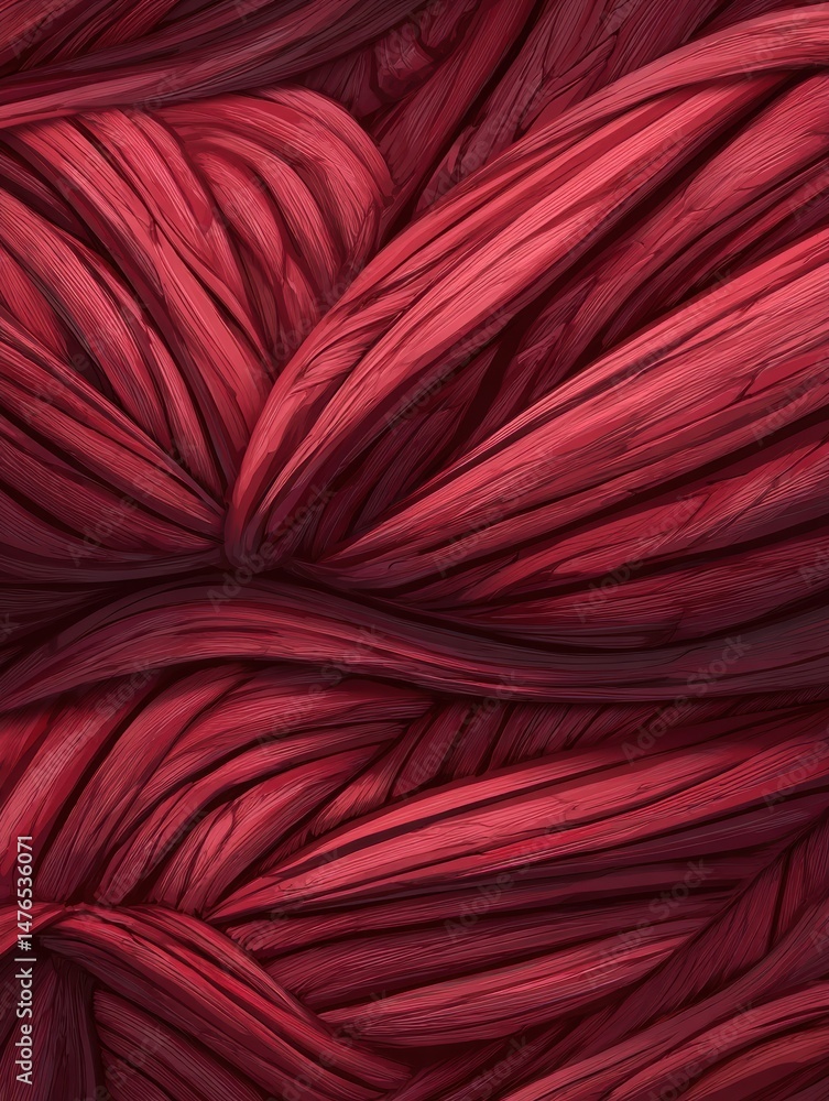 Poster Muscle Fiber Pattern in Red Tones Showcasing a Stylized Texture With Clean Top Section Contrasting the Intricate Details Below
