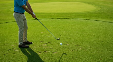 Golfer putting a ball on the green during a leisure game