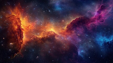 Fototapeta premium Breathtaking Cosmic Nebula with Vibrant Colors and Starry Background in Deep Space