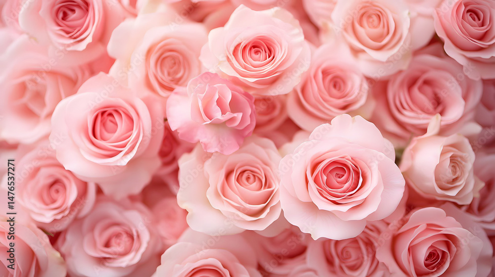 Poster light pink roses in soft color and blur style for background. sweet color roses flowers in pastel to
