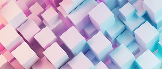 Cube square stack structure soft pink blue gradient vibrant color minimal.