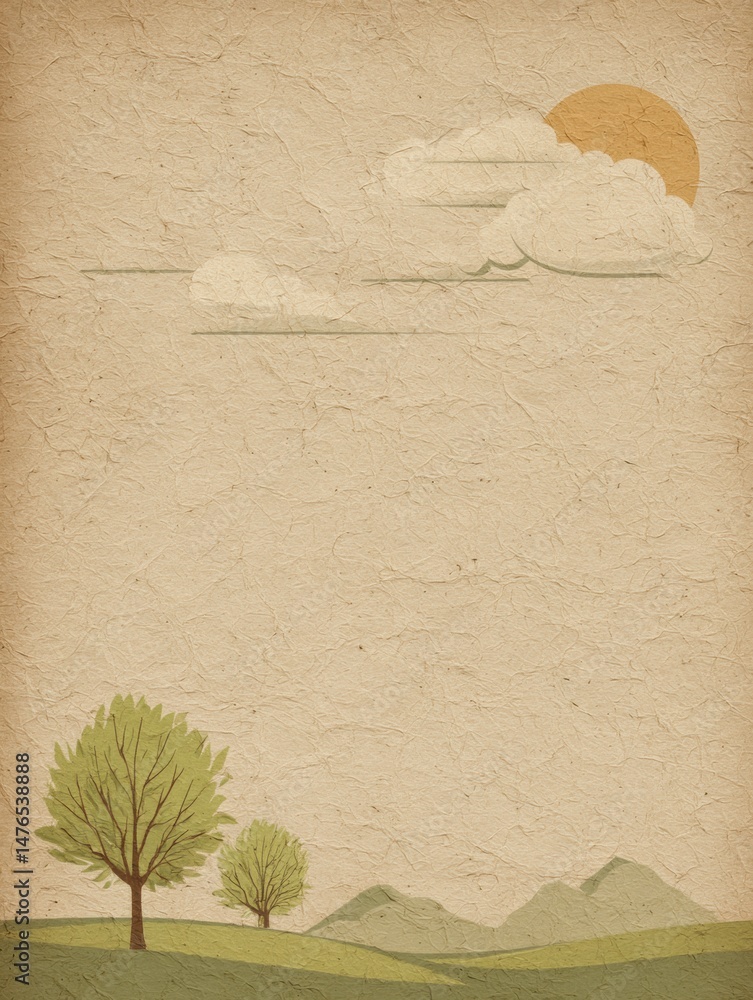 Aufkleber Stylized Farm Label Illustration Featuring Light Paper Texture With Natural Elements and Soft Color Palette in a Tranquil Setting