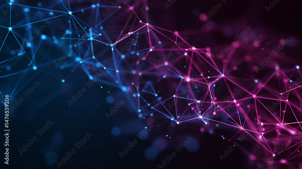 Poster abstract digital connections visualizing data exchange, digital connections in abstract form