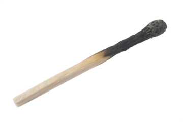 Close up of a Single Used Matchstick with Burnt Head