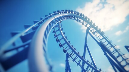 Rollercoaster track against blue sky recreation adventure theme park