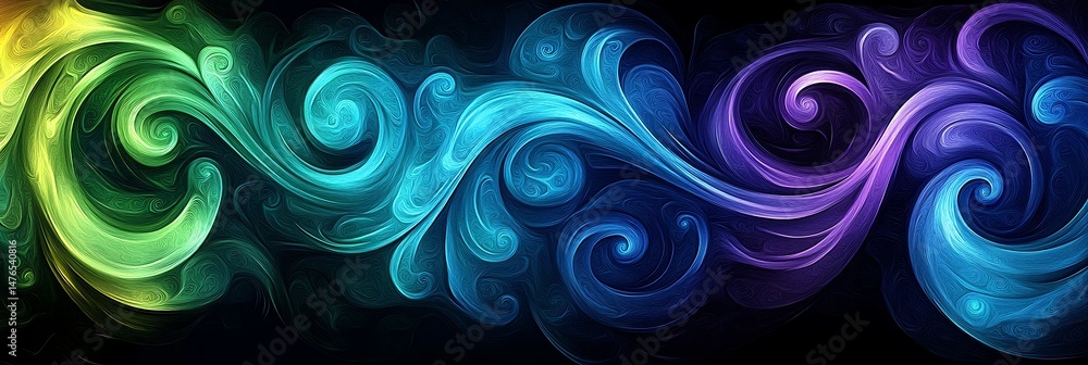 Poster colorful swirls of light: an abstract and eye-catching image of swirling, vibrant colors creating a 