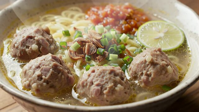 delicious bowl of Indonesian bakso soup