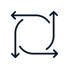 Four arrows in different directions. Vector linear icon isolated on white background.