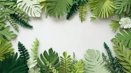 Tropical paper leaves frame (2)