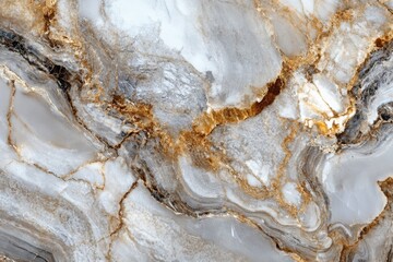 Marble's Veins: A high-angle view showcases a captivating pattern of marble, with veins of gold and brown weaving through the polished surface. It's an epitome of timeless elegance and natural beauty.
