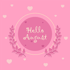 Welcome August. Vector for greeting, Banner illustration