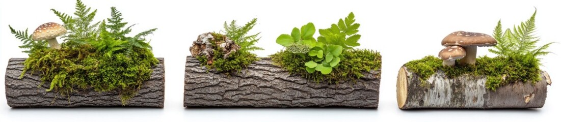 Miniature Forest Scenes on Logs