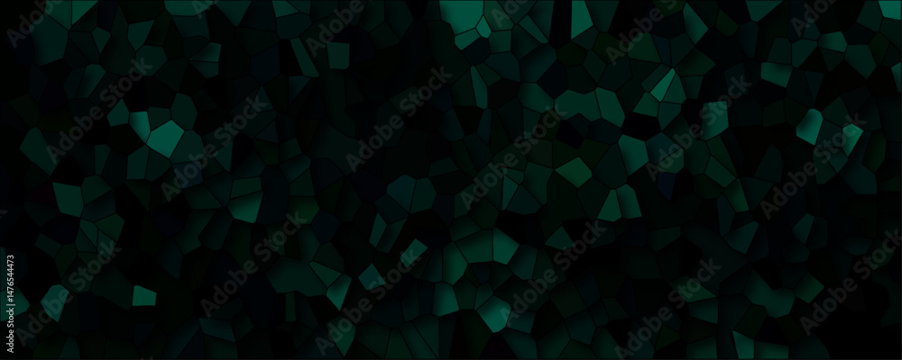 Poster dark jade stone pixelated dark green broken glass pattern low poly quirts background. abstract dark 