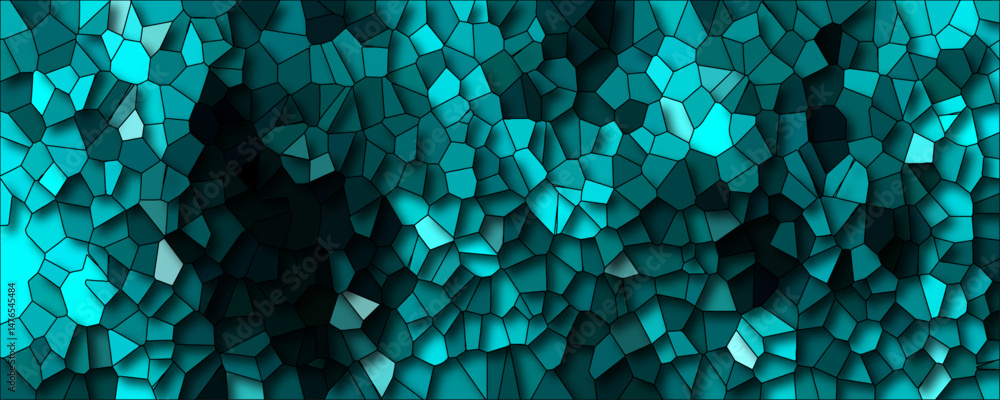 Poster voronoi diagram background. seamless pattern with 3d shapes vector vintage illustration background. 