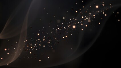 Celestial Glow: Floating Golden Orbs in a Dark Ethereal Void