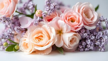 Elegant Pastel Rose and Lilac Bouquet in Soft Focus