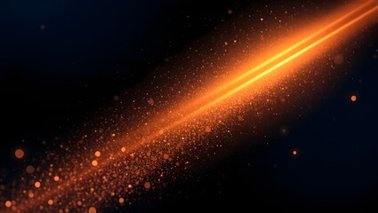 Dynamic Orange Light Trail with Glowing Particles on Dark Futuristic Background