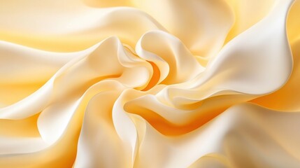Obraz premium Elegant Drapery of Soft Satin Fabric in Gentle Swirls and Curves with Warm Yellow Hues