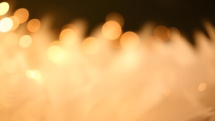 Dreamy Golden Bokeh Lights with Ethereal Soft Glow Abstract Background
