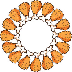 bucket of fried chicken, clipart, illustration for backgrounds and textures, circle, frame