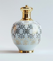 Elegant White and Gold Decorative Vase with Ornate Pattern
