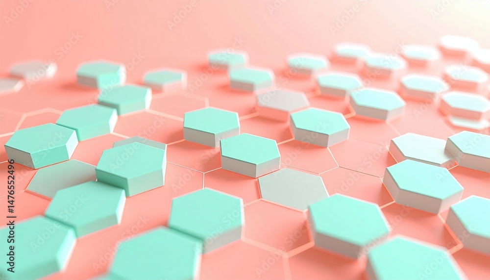 Poster hexagonal pattern formation abstract design digital art modern aesthetics close-up view innovative c
