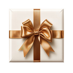 Fototapeta premium gift box with gold ribbon isolated on transparent background, clipping path, png