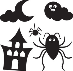 Haunted House and Ghost Black Icons